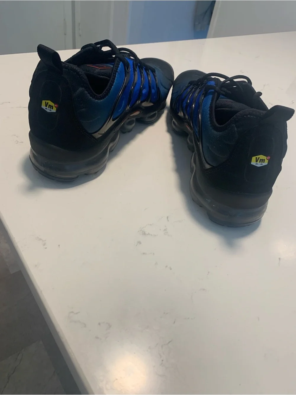Nike VaporMax Plus in Blue and Black with Red Swoosh